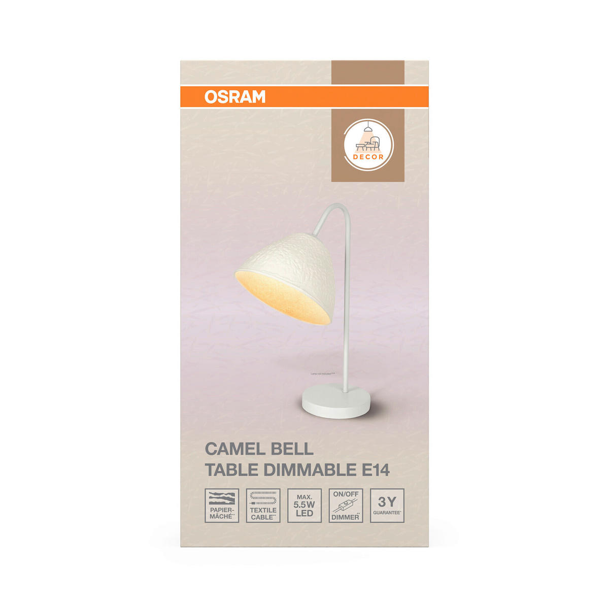TISCHLEUCHTE 22/33.5/46 cm  - Basics, Papier/Metall (22/33.5/46cm) - Osram