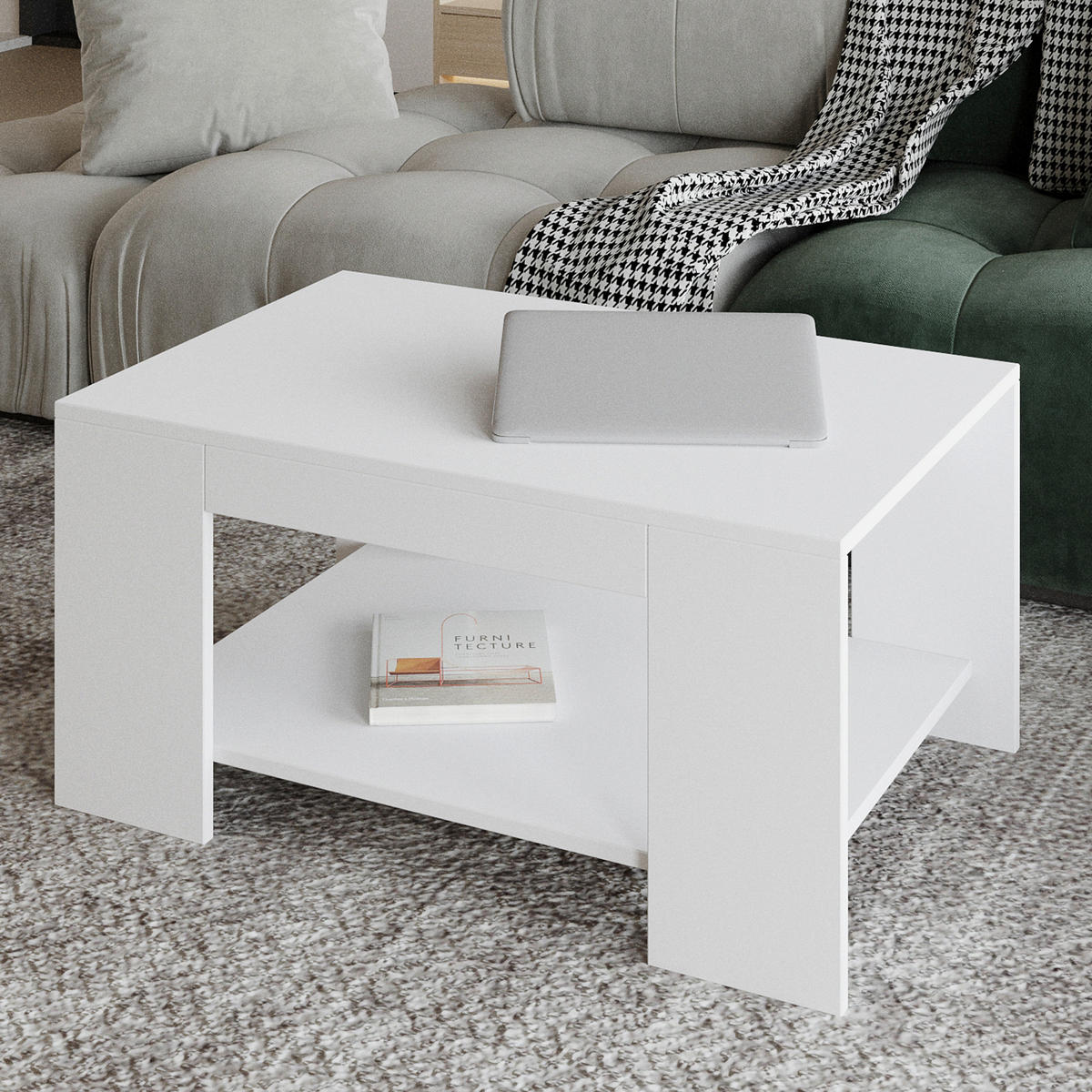 COUCHTISCH Lina Couchtisch 90/60/44 cm Weiß  - Weiß, Design, Holzwerkstoff (90/60/44cm) - Livetastic