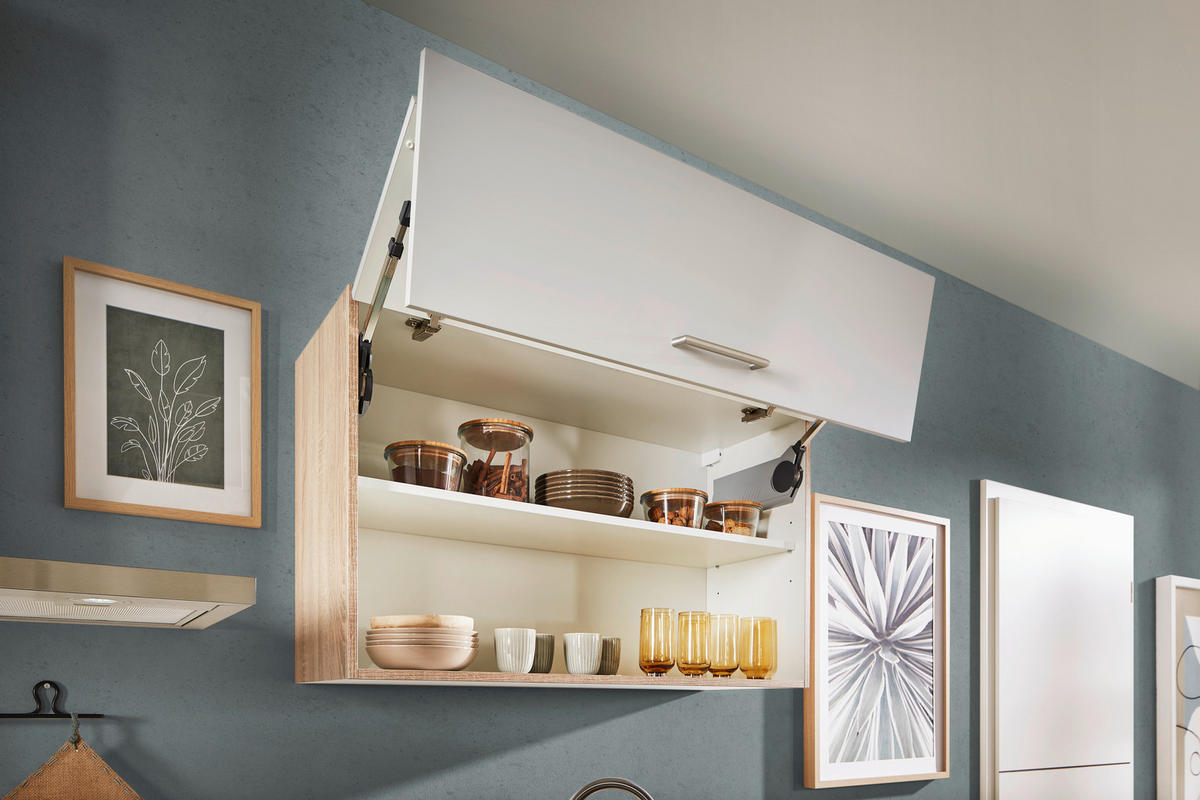 KÜCHENLEERBLOCK  325/180 cm  in Eichefarben, Hellgrau  - Edelstahlfarben/Eichefarben, MODERN, Holzwerkstoff/Metall (325/180cm) - Welnova