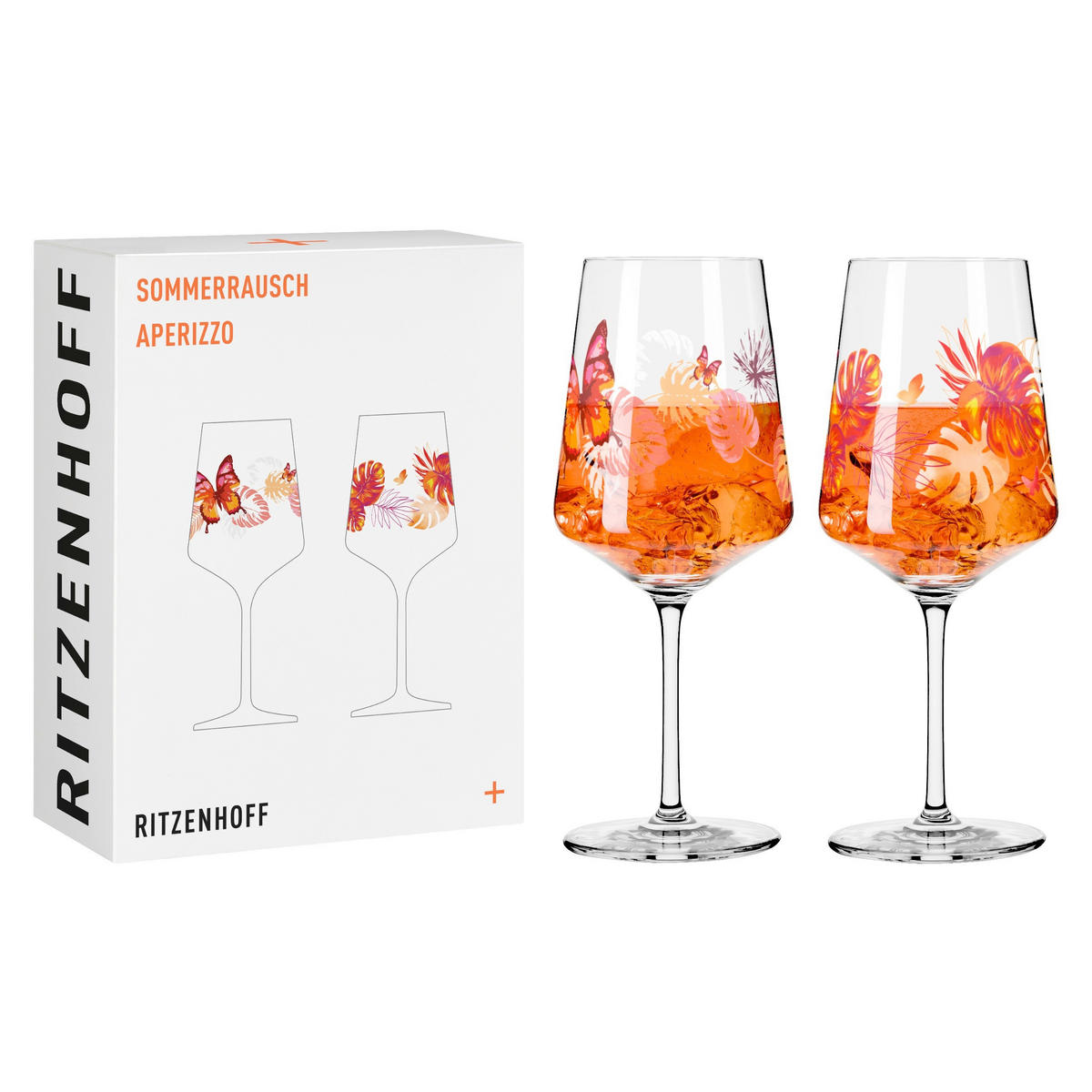 GLÄSERSET Sommersonett 2-teilig  - Transparent/Rot, Design, Glas (9.3/22.5cm) - Ritzenhoff