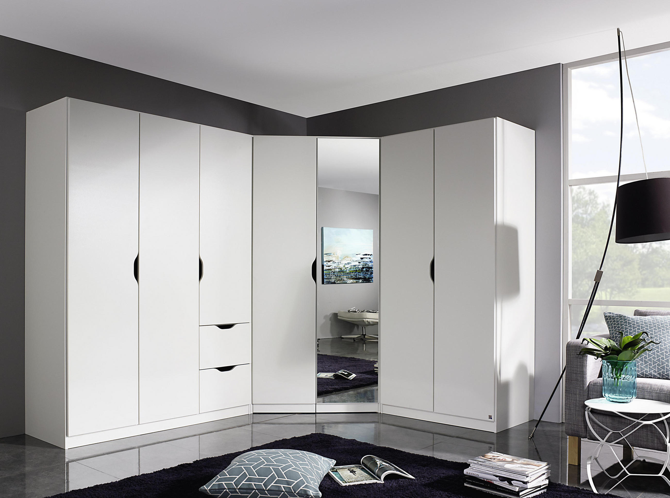 DREHTÜRENSCHRANK 181/197/54 cm 4-türig Weiß  - Weiß, MODERN, Holzwerkstoff (181/197/54cm) - Rauch Möbel