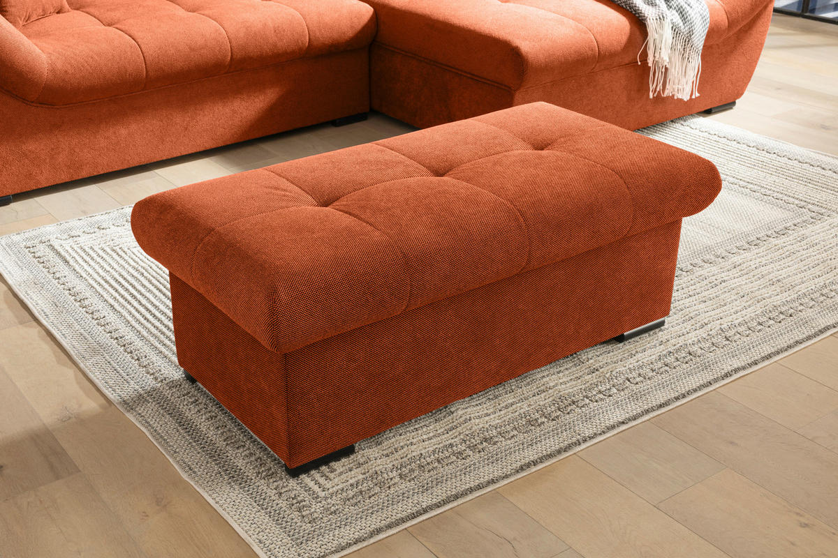 HOCKERBANK 108/42/54 cm Flachgewebe Rostfarben Kunststoff  - Rostfarben/Schwarz, Design, Kunststoff/Textil (108/42/54cm) - Xora
