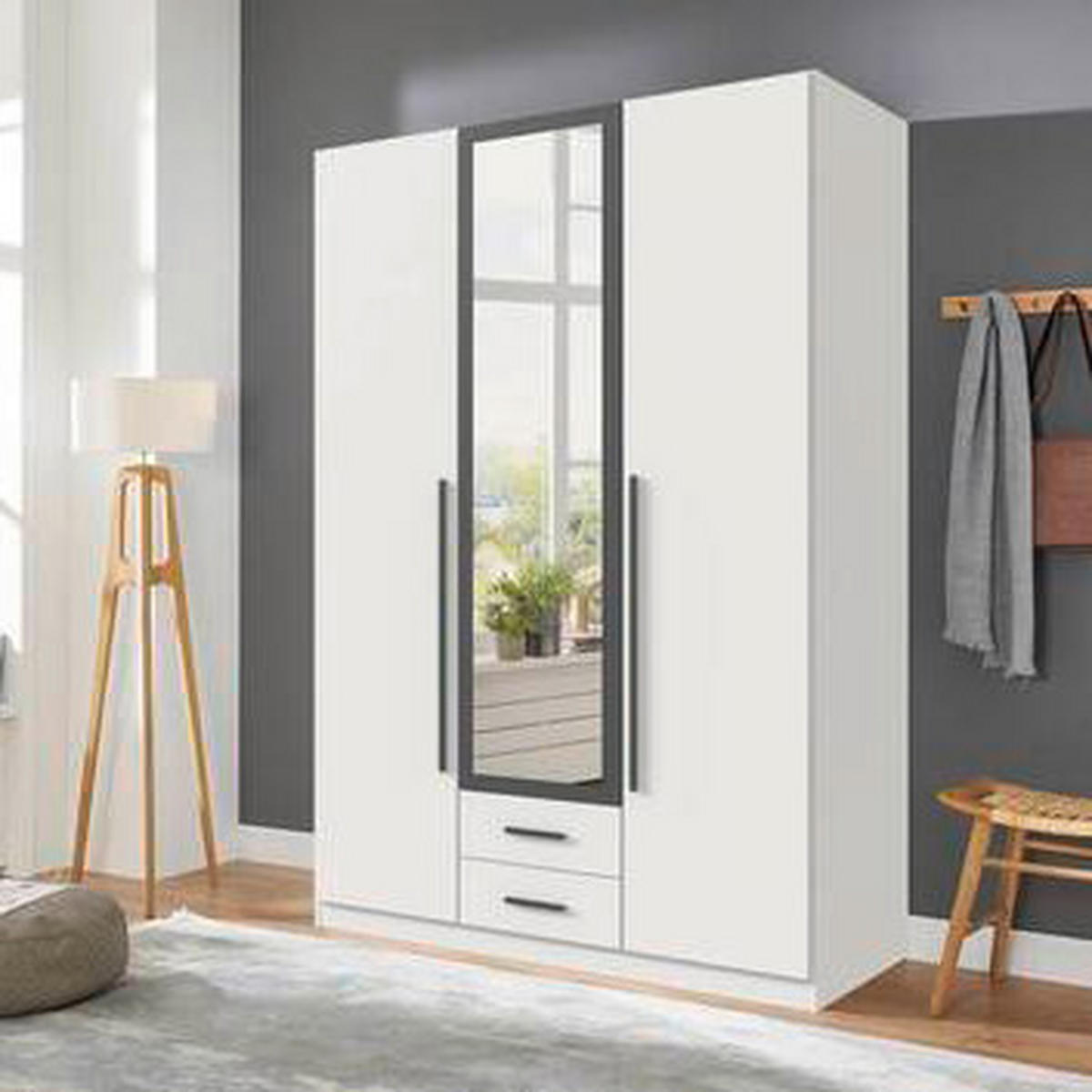 ORMAR S KLASIČNIM VRATIMA boje grafita, bijela   - sahara/bijela, Konvencionalno, staklo/drvni materijal (135/199/58cm) - Mömax