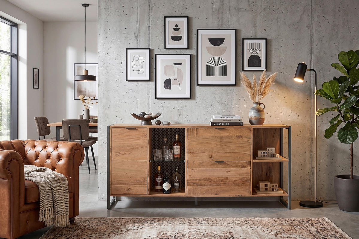 SIDEBOARD Coswig 178/80/40 cm  - Hellbraun/Naturfarben, KONVENTIONELL, Glas/Holz (178/80/40cm) - Livetastic