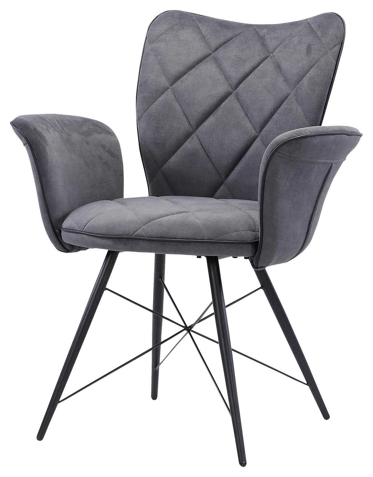 ARMLEHNSTUHL  in Webstoff  - Schwarz/Grau, Design, Textil/Metall (72/89/62cm) - Hom`in