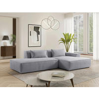 ECKSOFA BILLUND Hellgrau Cord Nierenkissen  - Hellgrau/Schwarz, KONVENTIONELL, Kunststoff/Textil (294/165cm) - Livetastic