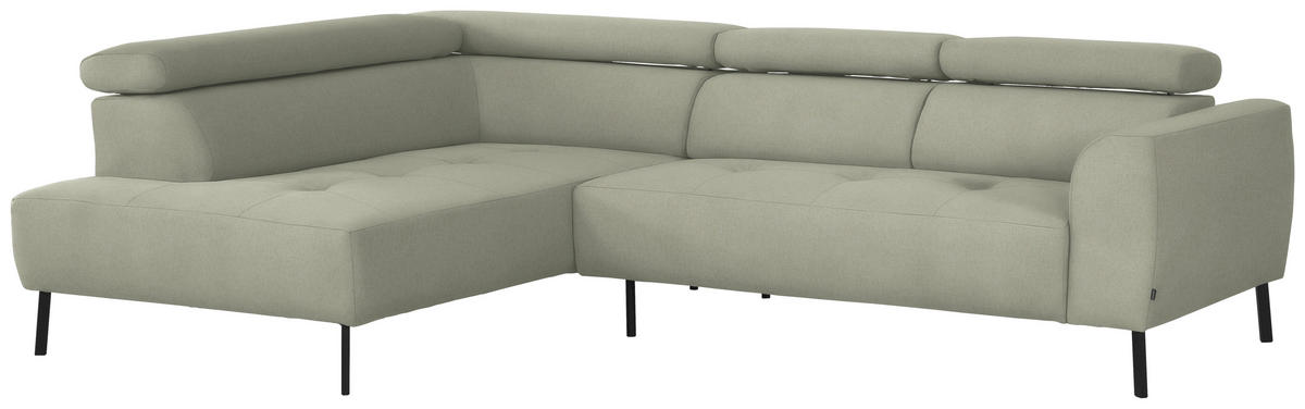 ECKSOFA in Chenille Creme  205/280 cm  - Creme/Schwarz, Design, Textil/Metall (205/280cm) - Xora