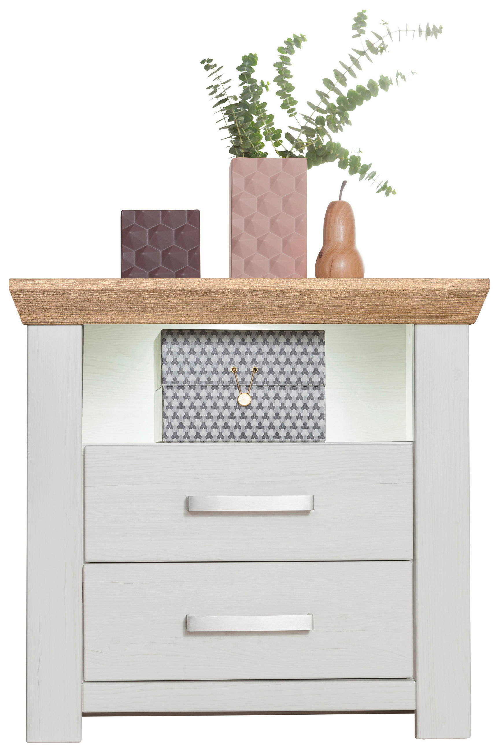 NACHTSCHRANK 65/63/42 cm - Weiß/Eiche Artisan, Design, Holzwerkstoff/Metall (65/63/42cm) - SetOne by Musterring
