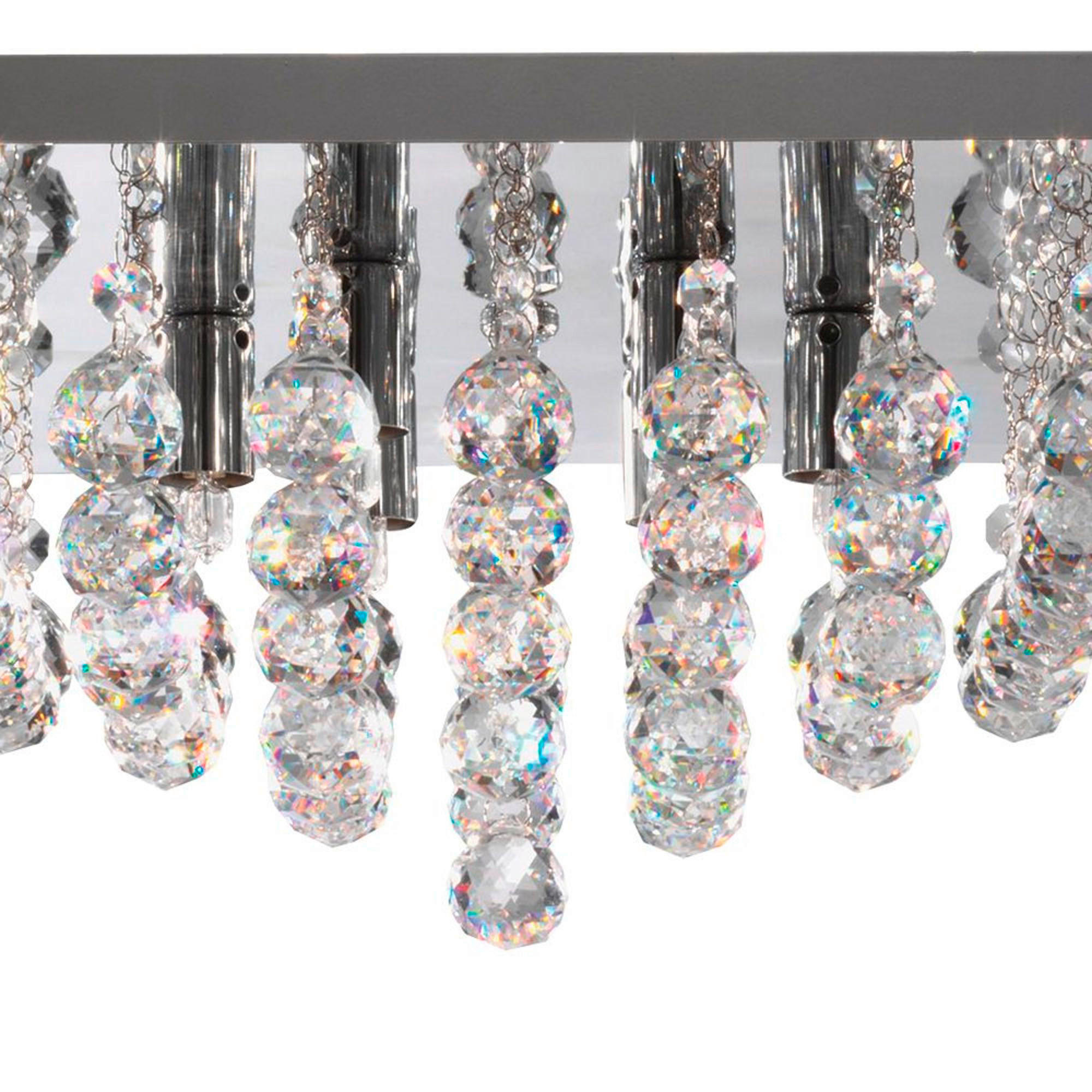 DECKENLEUCHTE Hanna 34/34/17 cm   - Klar/Silberfarben, Basics, Glas/Metall (34/34/17cm) - Searchlight