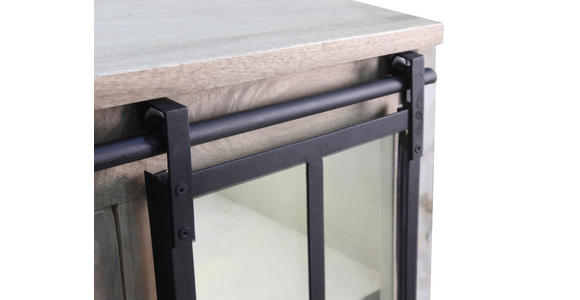 VITRINE  in Hartholz Mangoholz Schwarz, Graubraun  - Graubraun/Schwarz, LIFESTYLE, Glas/Holz (90/135/42cm) - Landscape