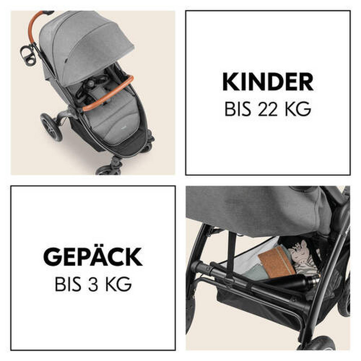 BUGGY Uptown  - Schwarz/Grau, Basics, Kunststoff/Textil (59.5/107/85cm) - Hauck