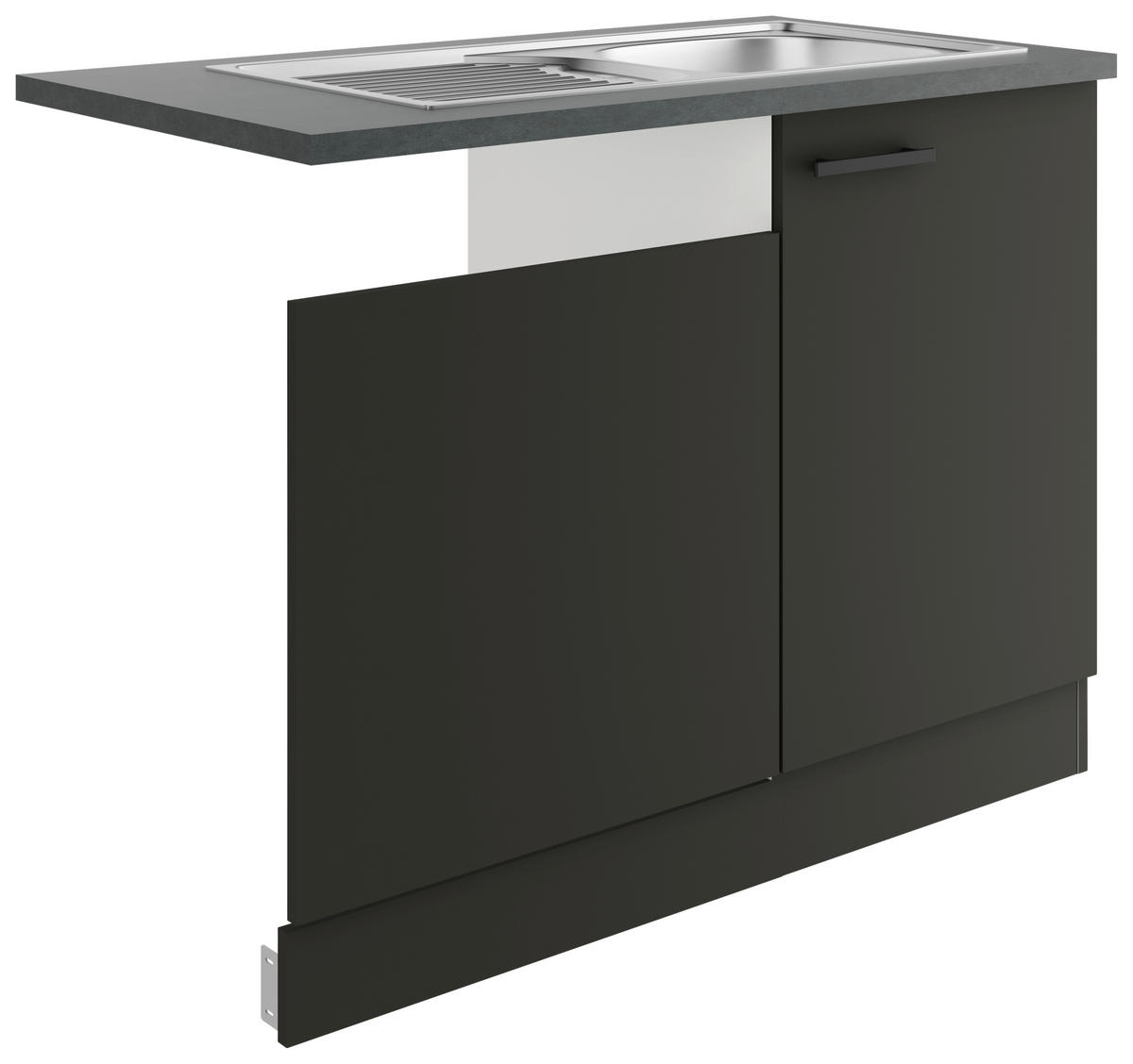SPÜLENUNTERSCHRANK 110/84,8/60 cm  in Anthrazit  - Anthrazit/Schwarz, Basics, Holzwerkstoff/Metall (110/84,8/60cm) - Optifit
