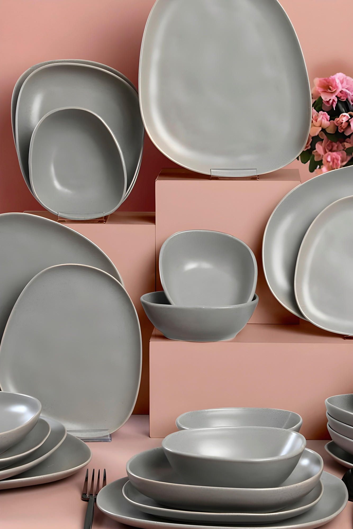 KOMBISERVICE Grau 24-teilig  - Grau, Basics, Keramik - P & B