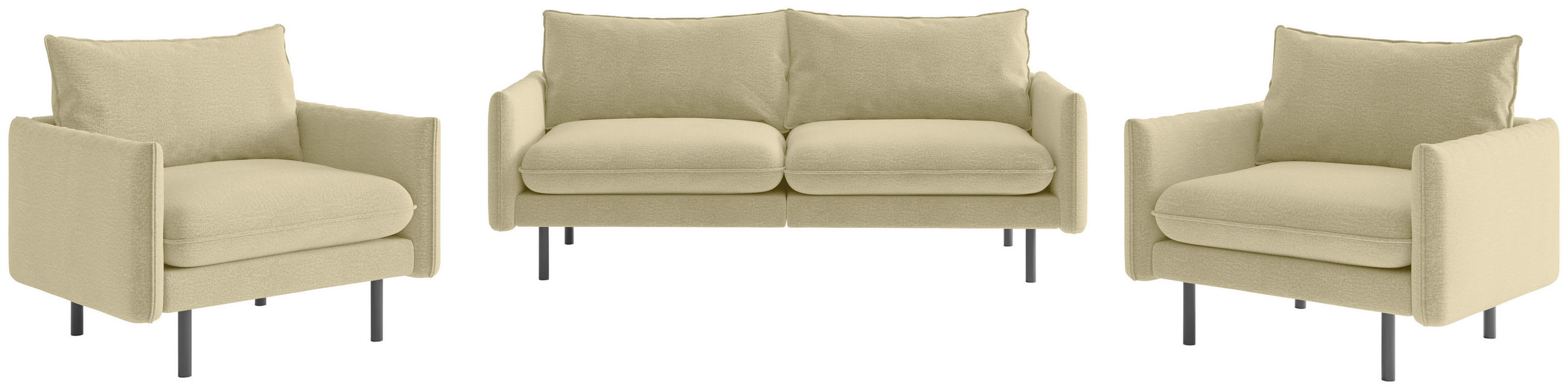 SEDACIA ZOSTAVA, textil, béžová - čierna/béžová, Design, kov/textil (215/85/92cm) - Livetastic