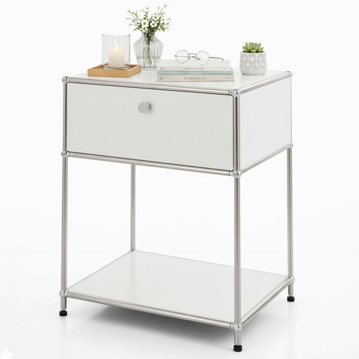 REGAL Weiß  - Weiß, Basics, Metall (50/65/40cm) - Floordirekt