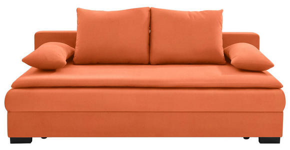 SCHLAFSOFA in Samt Orange  - Schwarz/Orange, KONVENTIONELL, Kunststoff/Textil (207/94cm) - Venda