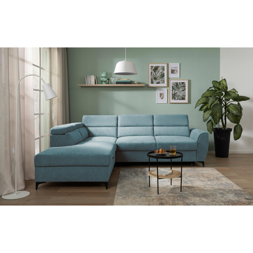 Thumbnail - Carryhome Ecksofa, Petrol, Textil, 5-Sitzer, Ottomane links, L-Form, 255x217 cm, Wohnzimmer, Sofas & Couches, Wohnlandsc...