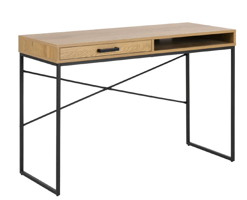 SCHREIBTISCH Wildeiche - Wildeiche/Schwarz, MODERN, Metall (110/45/75cm) - Carryhome