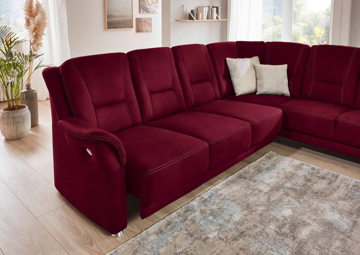 ECKSOFA in Mikrofaser Rot  - Beige/Rot, Konventionell, Textil/Metall (275/223cm) - Beldomo Comfort