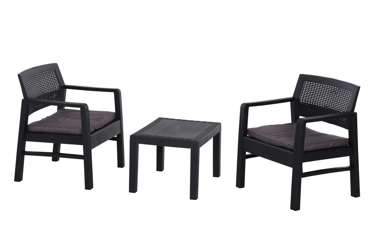 BALKONSET  3-teilig  - Anthrazit, MODERN, Kunststoff (58/74/63cm) - Gardenson