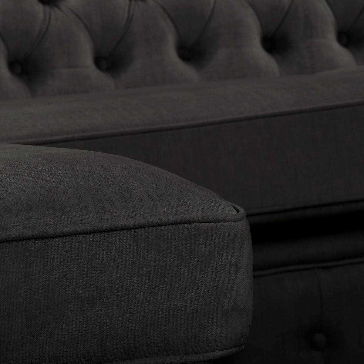 ECKSOFA Laura Anthrazit Mikrofaser  - Anthrazit/Creme, Design, Holz/Textil (182/284cm) - P & B