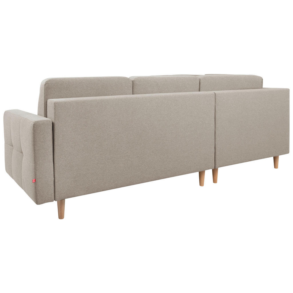 Thumbnail - Mid.you Ecksofa, Beige, Textil, Eiche, 3-Sitzer, Füllung: Polyetherschaumkern, seitenverkehrt montierbar, L-Form, 242x24...