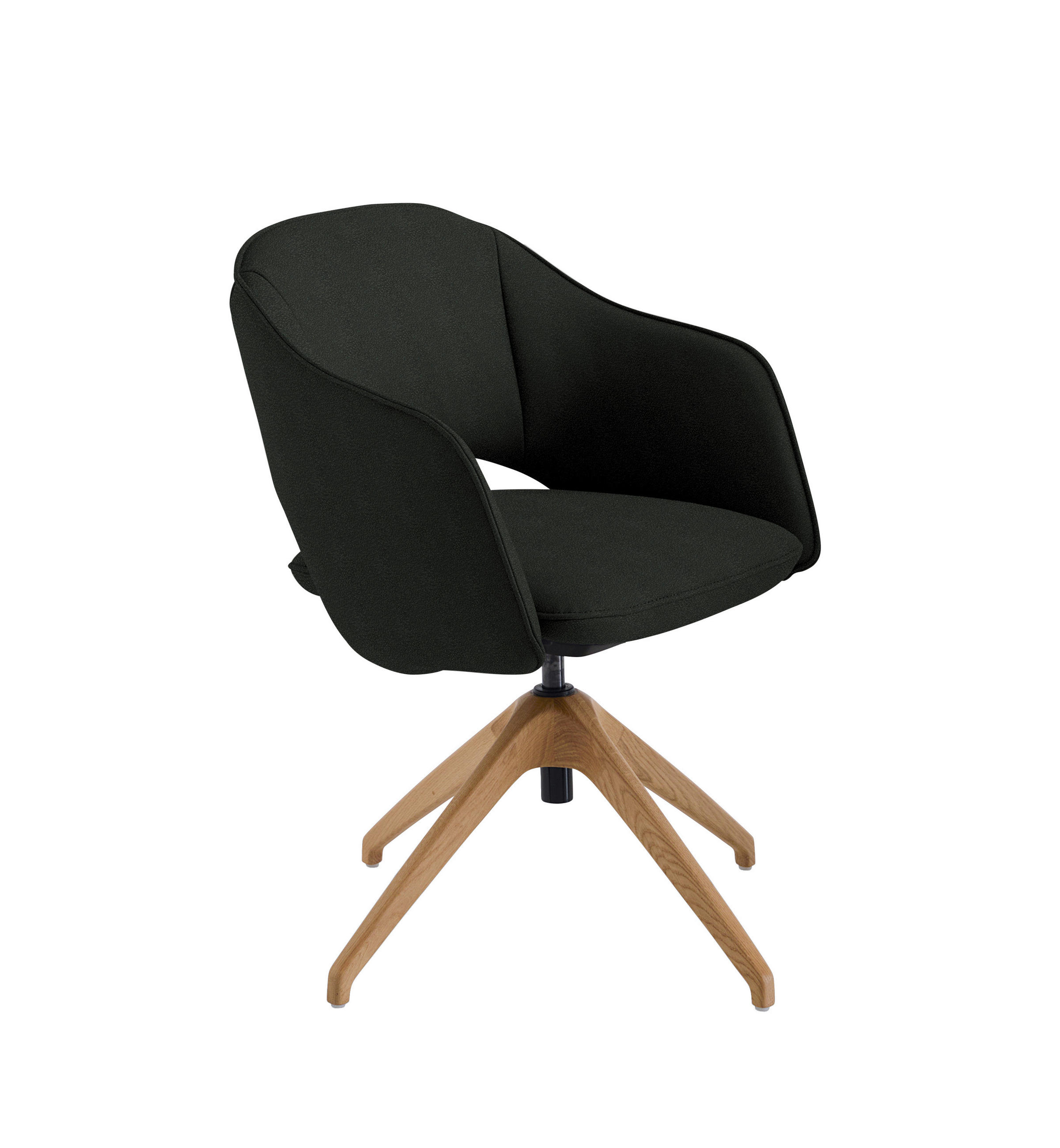 ARMLEHNSTUHL  in Echtleder naturbelassen  - Wildeiche/Dunkelgrün, Design, Leder/Holz (63/74-90/57-73cm) - Koinor