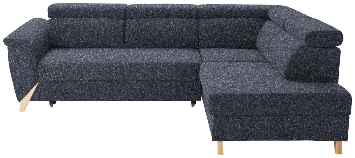 ECKSOFA  in Bouclé Dunkelblau  265/200 cm  - Naturfarben/Dunkelblau, KONVENTIONELL, Holz/Textil (265/200cm) - Stylife