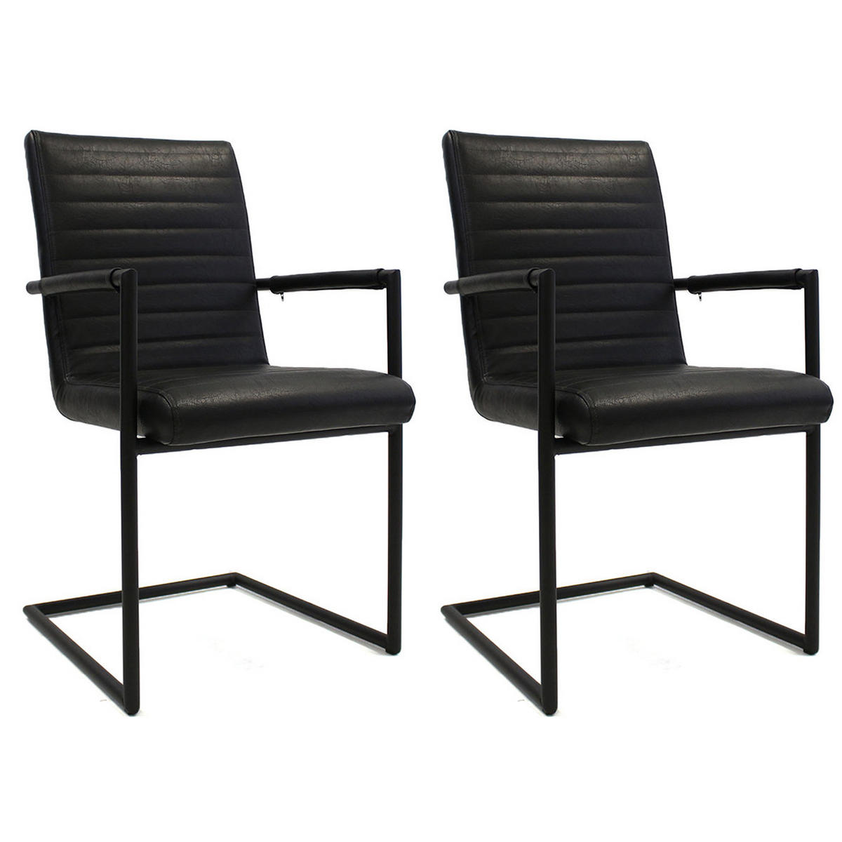 SADA ŽIDLÍ S PODRUČKAMI 2 kusy - černá, Lifestyle, kov/textil (54/97/57cm) - MID.YOU