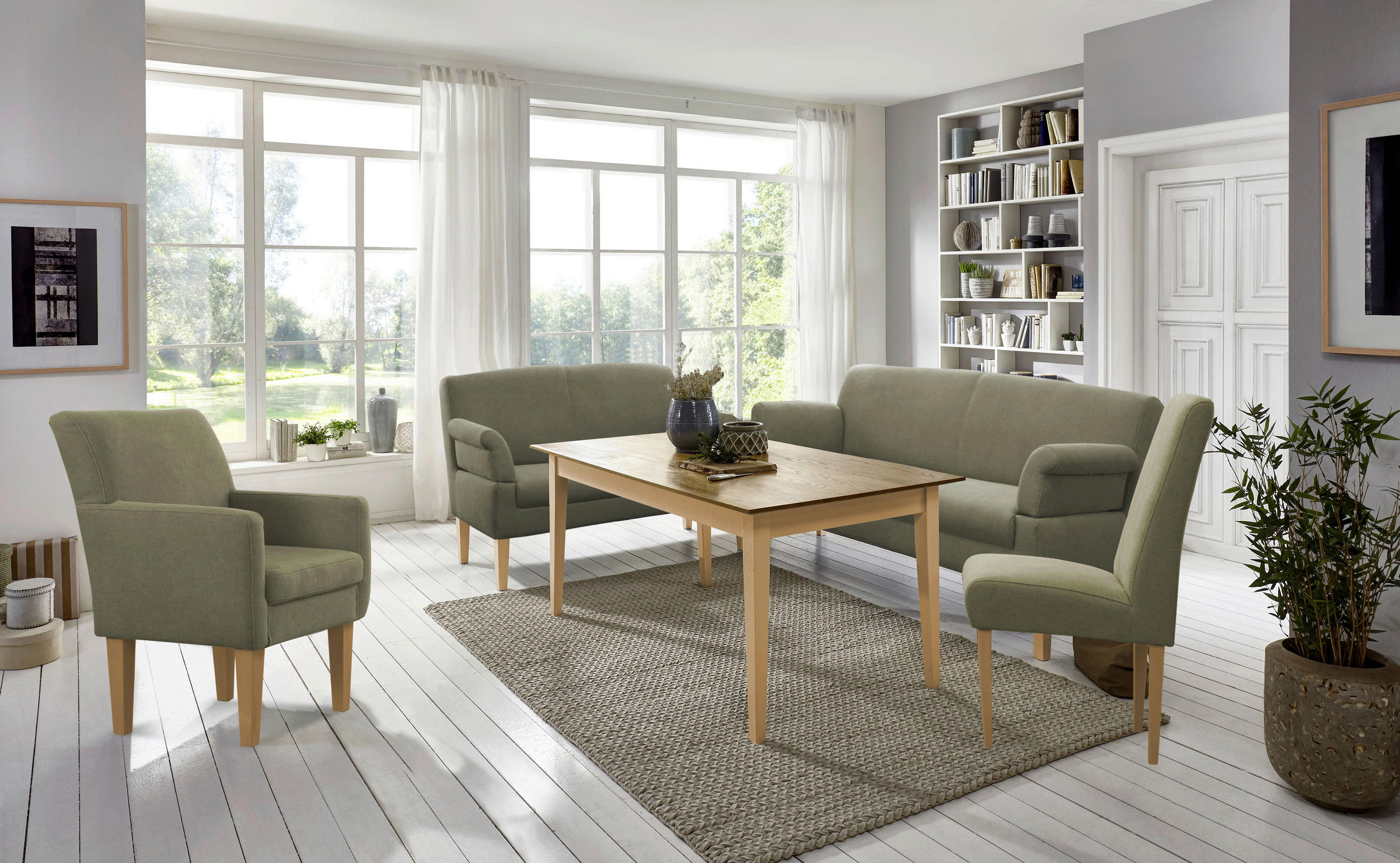 SESSEL in Flachgewebe Olivgrün  - Eichefarben/Olivgrün, KONVENTIONELL, Holz/Textil (66/97/71cm) - Sit & More