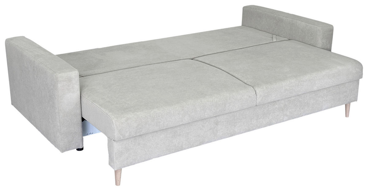 SCHLAFSOFA  mit Liegefunktion Cord Beige  - Beige/Schwarz, Design, Holz/Kunststoff (220/96/98cm) - MID.YOU