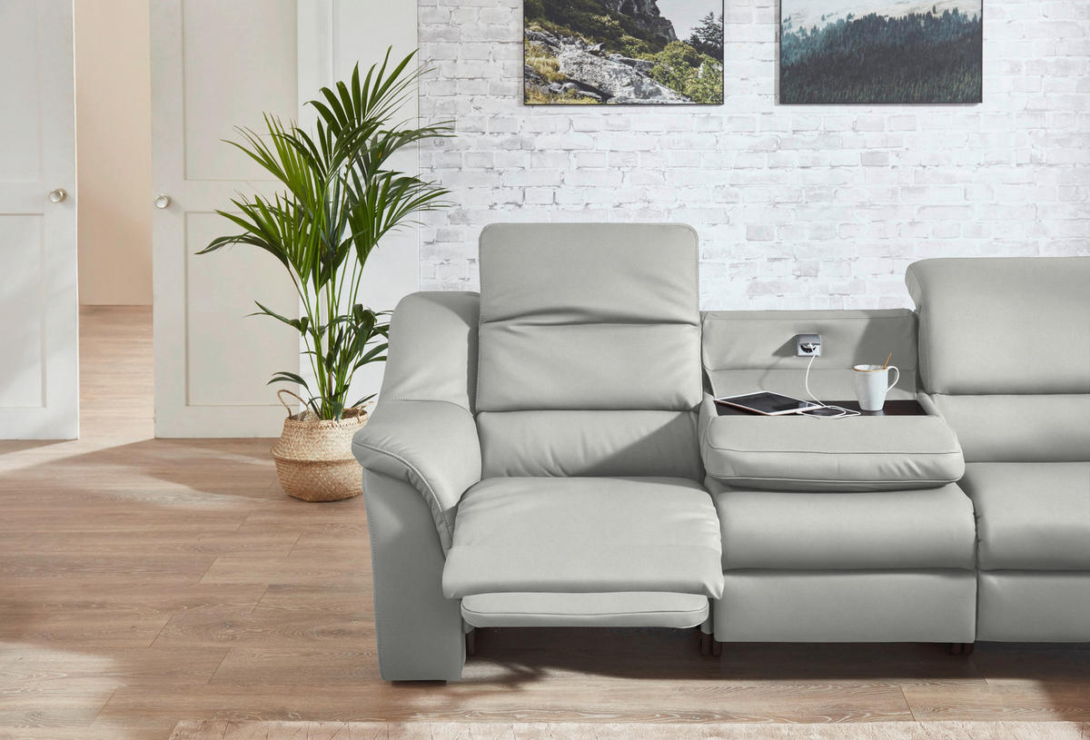 ECKSOFA  in Echtleder Silberfarben  324/260 cm  - Chromfarben/Silberfarben, KONVENTIONELL, Leder/Kunststoff (324/260cm) - Cantus