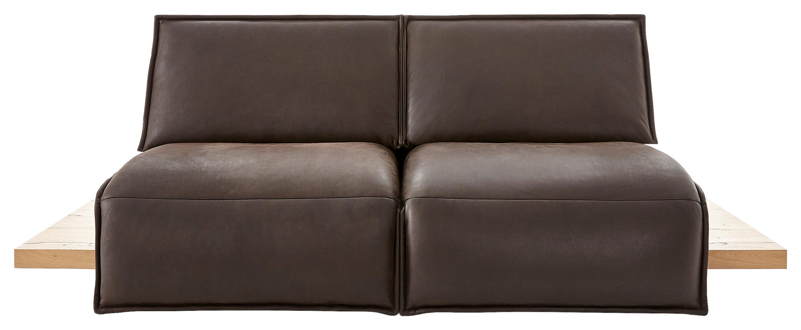2-SITZER-SOFA Braun Echtleder  - Schwarz/Braun, Design, Leder/Holz (240/80-112/115-159cm) - Koinor