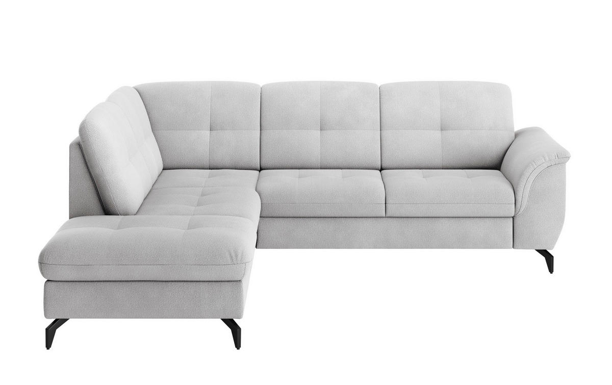 CANAPÉ D'ANGLE in Flachgewebe Silberfarben  - Silberfarben/Schwarz, Modern, Textil/Metall (212/244cm) - Sit & More