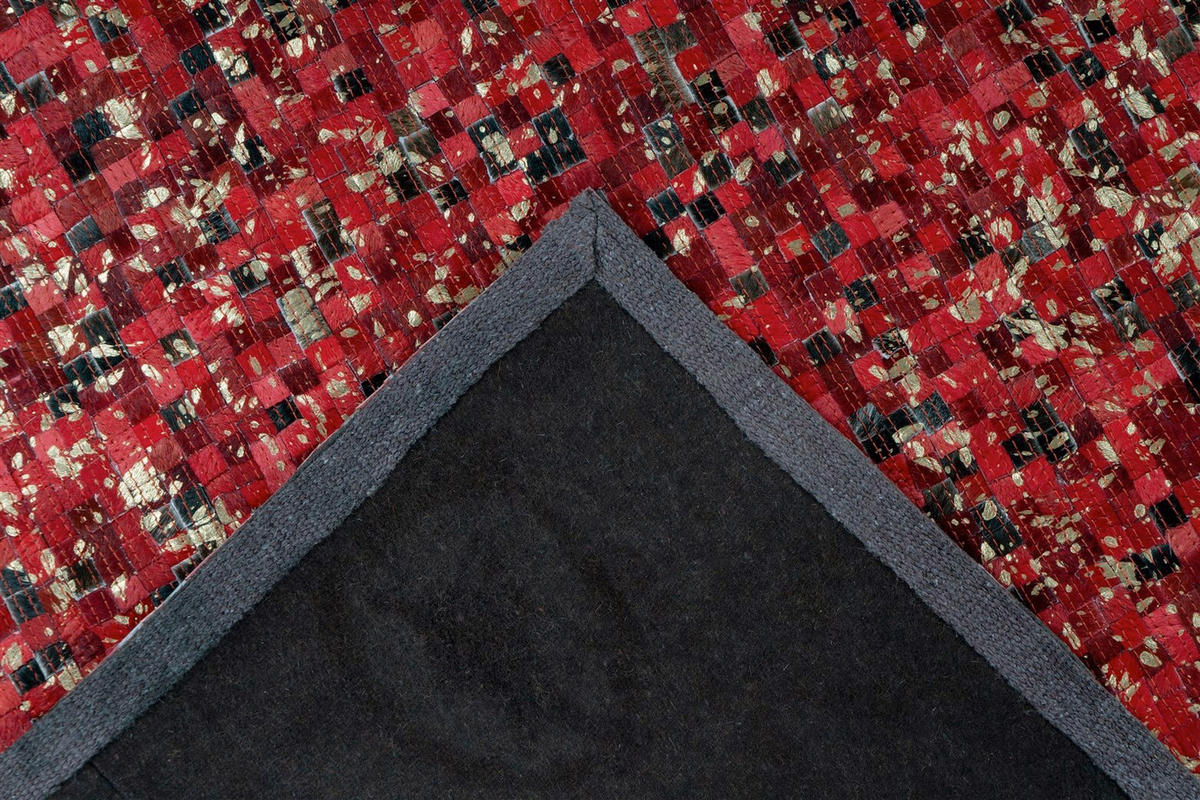GOLVLÖPARE 80/150 cm Finish  - röd/guldfärgad, Basics, läder/textil (80/150cm) - Kayoom