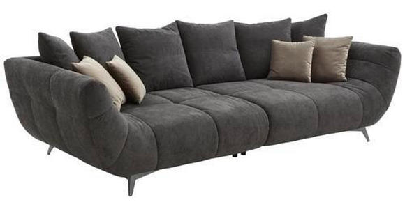 BIGSOFA in Webstoff Schwarz  - Edelstahlfarben/Schwarz, Design, Textil/Metall (300/79/133cm) - Hom`in