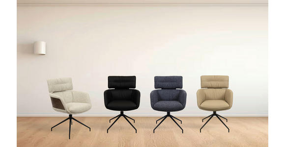 ARMLEHNSTUHL  in Eisen Echtleder pigmentiert  - Walnussfarben/Schwarz, Design, Leder/Holz (62/92/66cm) - Dieter Knoll