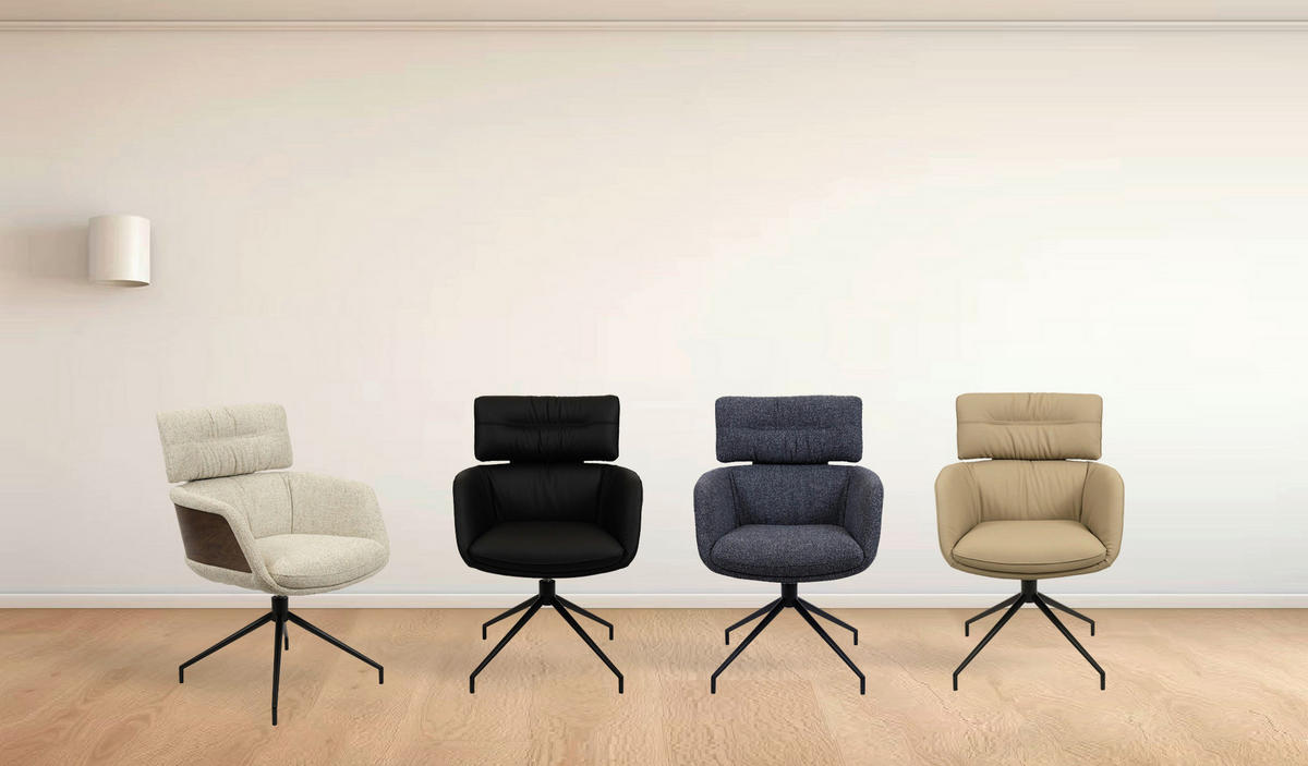 ARMLEHNSTUHL Eisen Echtleder pigmentiert  - Walnussfarben/Schwarz, Design, Leder/Holz (62/92/66cm) - Dieter Knoll