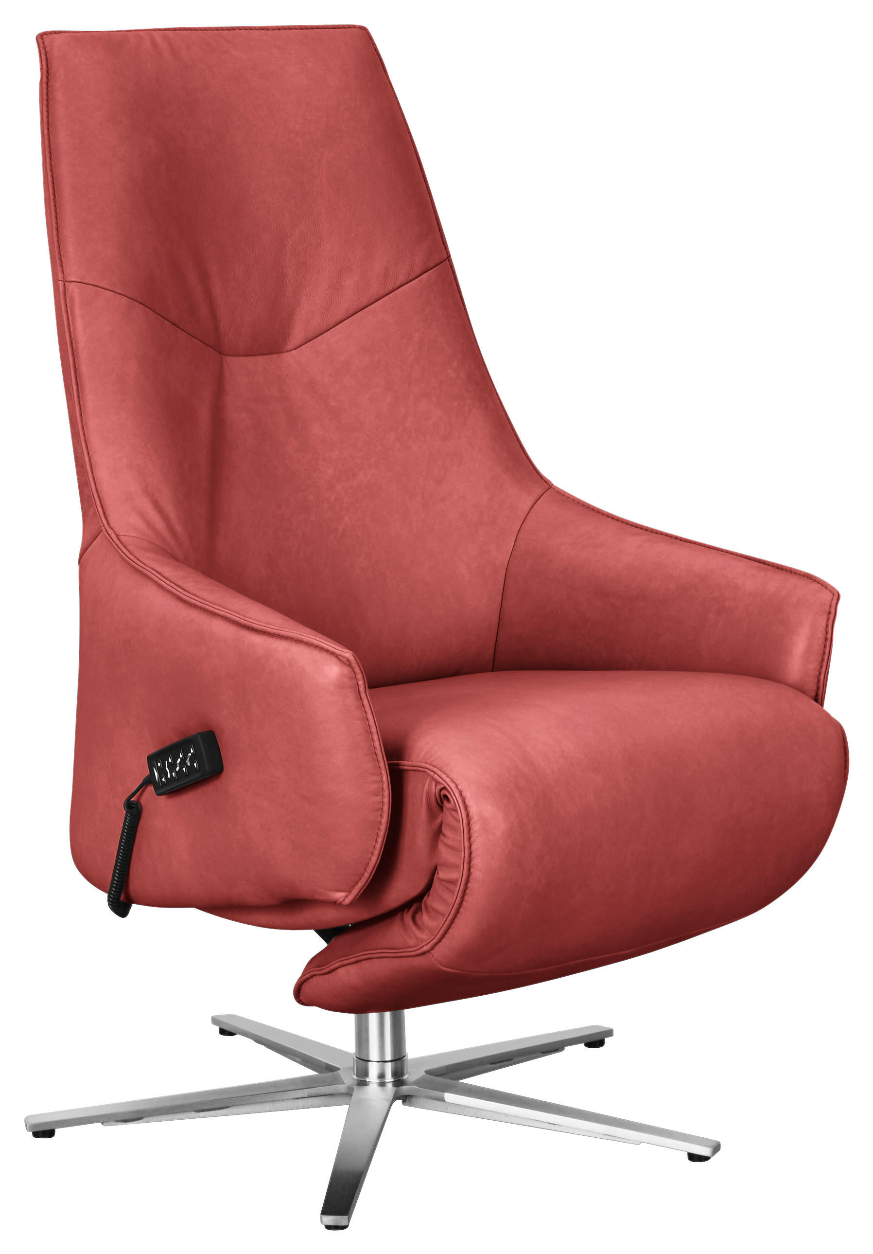 RELAXSESSEL Leder Rot  - Edelstahlfarben/Rot, Design, Leder/Metall (70/120/88cm) - Himolla