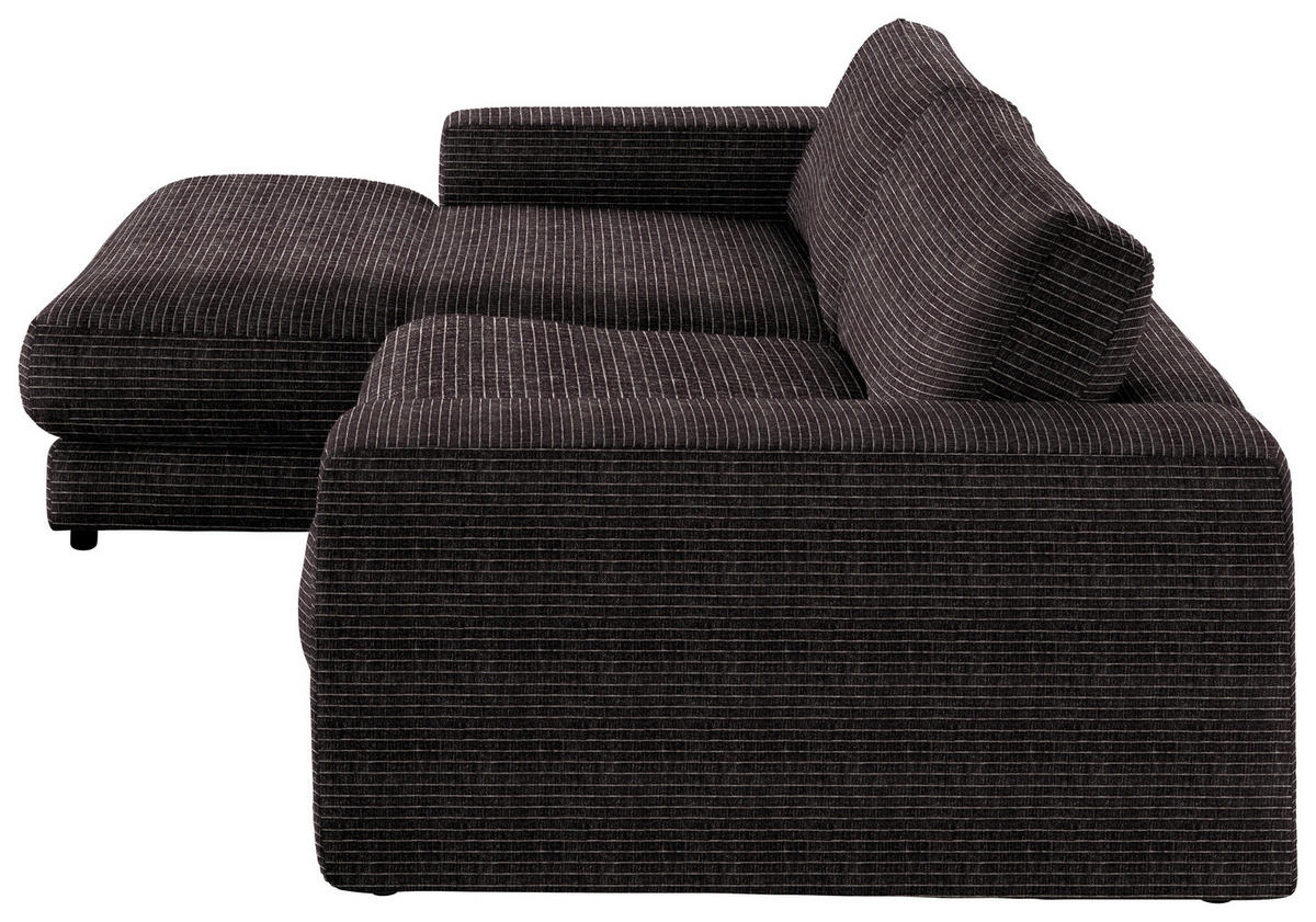 ECKSOFA in Chenille Anthrazit  - Anthrazit/Schwarz, Design, Kunststoff/Textil (190/270cm) - Lomoco