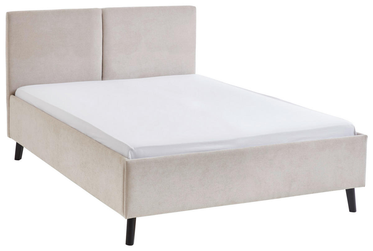 POLSTERBETT 140/200 cm,  in Beige,  - Beige/Schwarz, Basics, Holz/Textil (140/200cm) - Boxxx