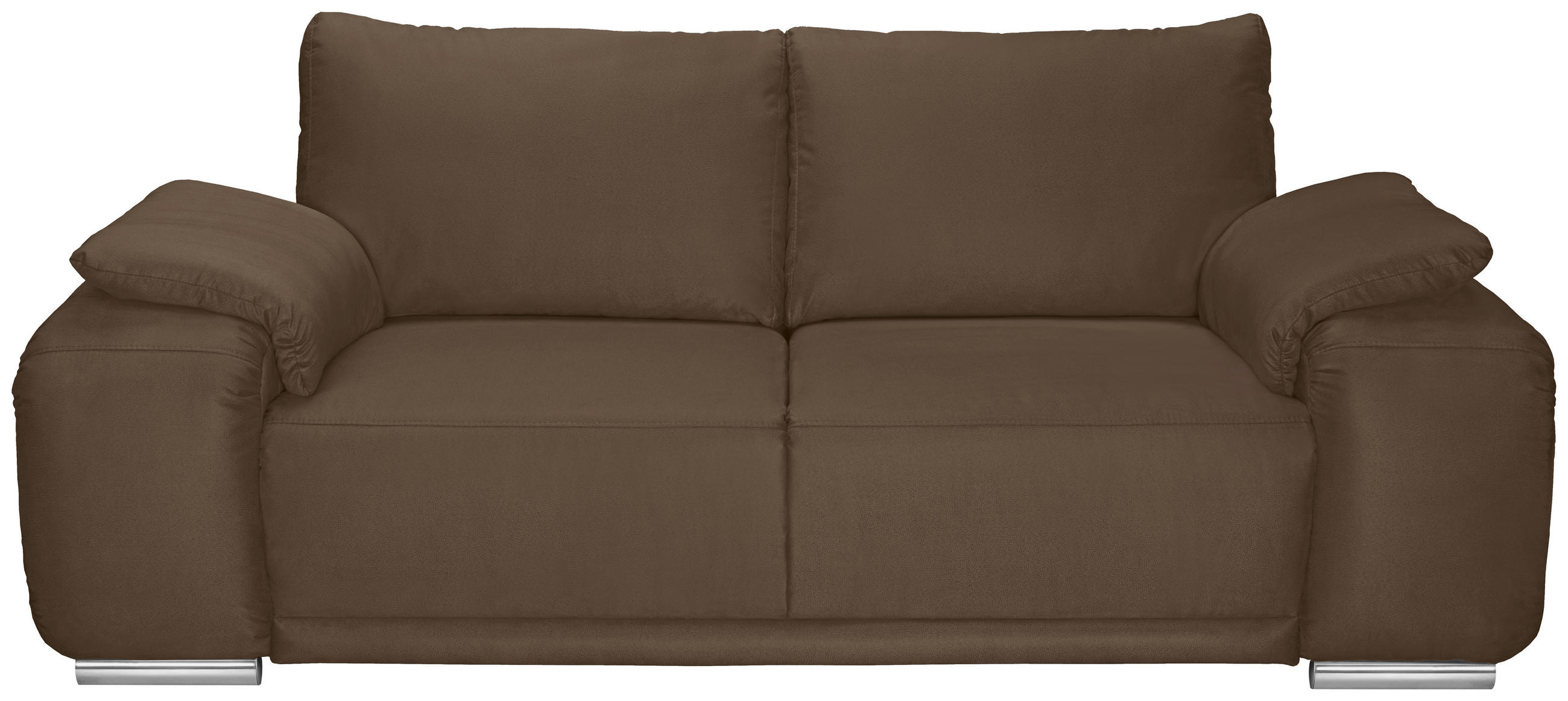 2-SITZER-SOFA Lederlook Braun  - Chromfarben/Braun, KONVENTIONELL, Textil/Metall (212/85/95cm) - Carryhome