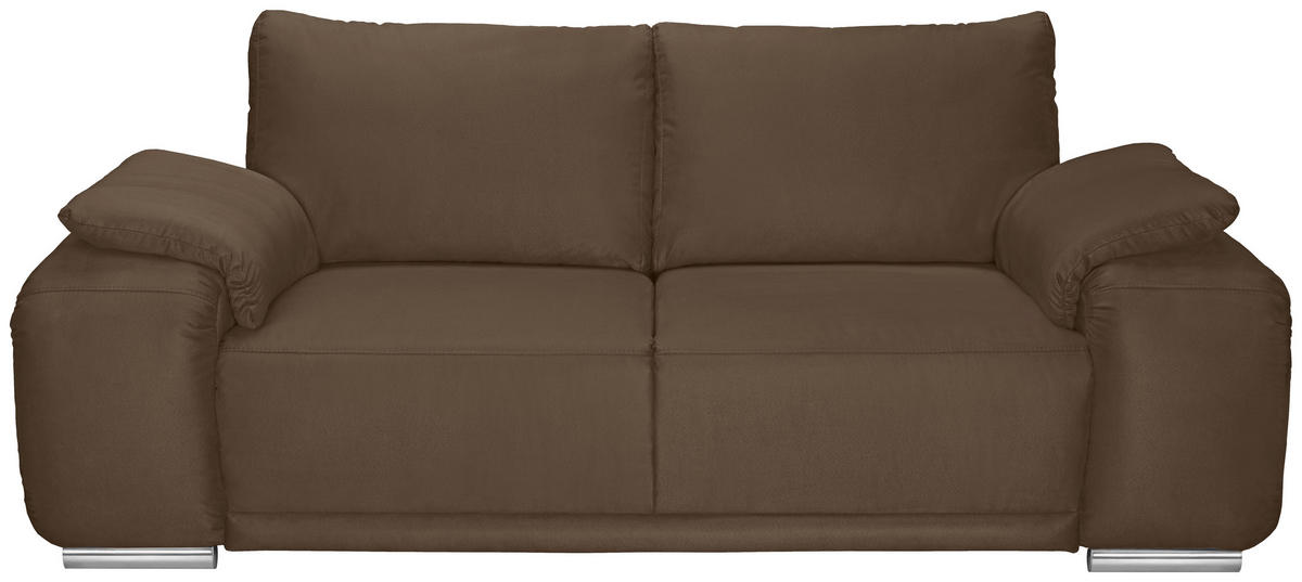 2-SITZER-SOFA Lederlook Braun  - Chromfarben/Braun, KONVENTIONELL, Textil/Metall (212/85/95cm) - Carryhome