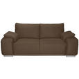 2-SITZER-SOFA Lederlook Braun  - Chromfarben/Braun, KONVENTIONELL, Textil/Metall (212/85/95cm) - Carryhome