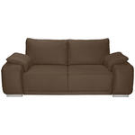 2-SITZER-SOFA Lederlook Braun  - Chromfarben/Braun, KONVENTIONELL, Textil/Metall (212/85/95cm) - Carryhome