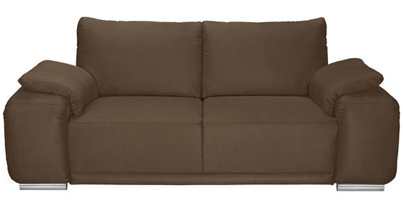 2-SITZER-SOFA Lederlook Braun - Chromfarben/Braun, KONVENTIONELL, Textil/Metall (212/85/95cm) - Carryhome