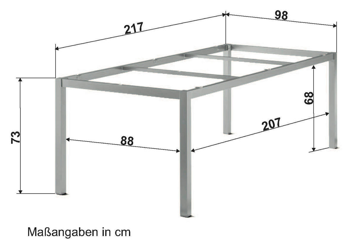 GARTENTISCHGESTELL 217/98/73 cm Metall  - Graphitfarben, Basics, Metall (217/98/73cm) - Sieger