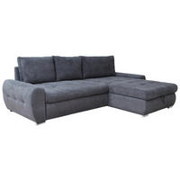 ECKSCHLAFSOFA Velours Grau  - Chromfarben/Weiss, Design, Kunststoff/Textil (277/175cm) - Livetastic