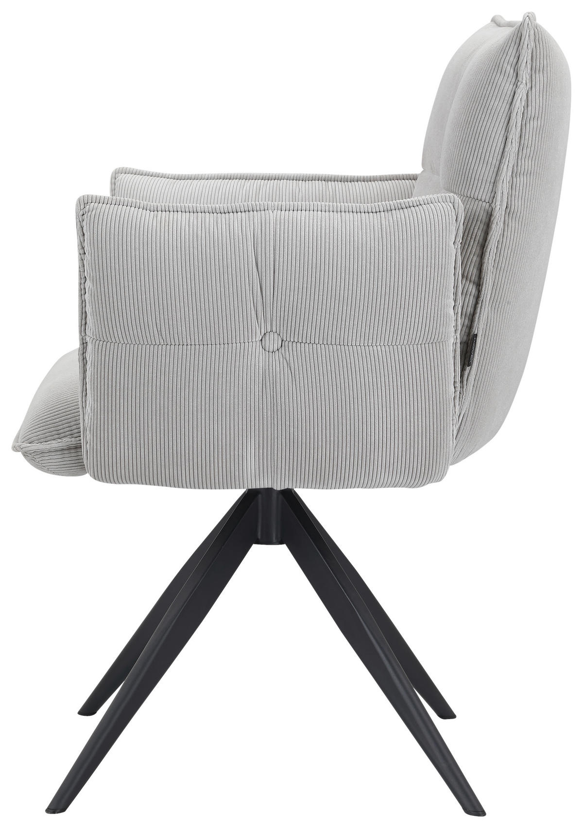 ARMLEHNSTUHL  in Eisen Cord  - Hellgrau/Schwarz, Design, Textil/Metall (63,5/85/63,5cm) - Novel