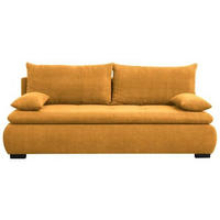 SCHLAFSOFA in Webstoff, Plüsch Orange  - Schwarz/Orange, Konventionell, Textil (203/72-96/98cm) - Novel